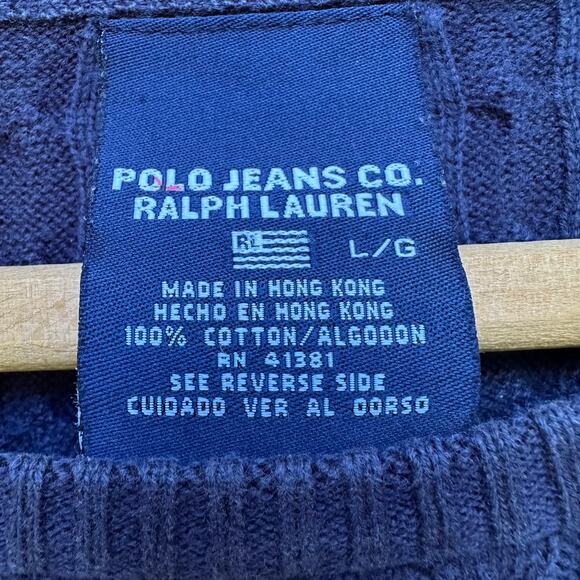 Polo Jeans Co. Ralph Lauren Navy Cable Knit Sweater – Size L - Picture 2 of 4